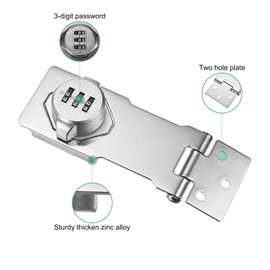 M METERXITY Keyless Combination Lock, 4.3" Zinc Alloy Mechanical Password Twist Knob Hasp Locks Latch, 90/180 Degree Barn Door Lock for Cabinet/Closet/Garage/Drawers/Garden/Bathroom [Silver]