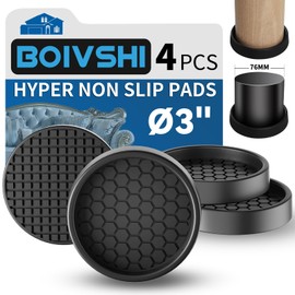 Furniture Grippers, Non-Slip Sofa Feet, Thick Rubber Furniture Coasters, Rubber Buffers, Heavy Duty Cushions, Prevent Scratches and Damages, Hardwood Floors, Bed, Chair Protectors, 4 Pack Round Black