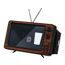 12” Phone Screen Magnifier with Stand Bracket for Cell Phone -Retro TV Amplifier 3D HD Mobile Phone Screen Magnifying Enlarger for Movies Videos Games, Screen Amplifier (Brown Wood Grain)