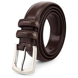 Cinturón de vestir para hombre, con costuras de piel auténtica, 30 mm, tallas grandes y altas, Marrón, 54 US (Cintura 52)