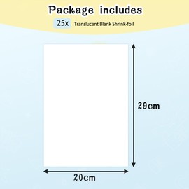 LUZOON Pack of 25 A4 Shrink Films, Translucent Refill Set, Shrinking Plastic Films for Crafts, Shrink Film Plates, Matte Thickness 0.3 mm, Size 20 x 29 cm