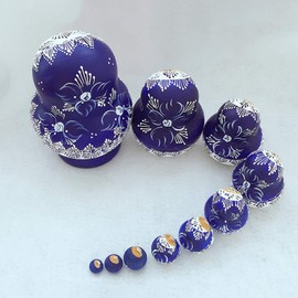 XUJIQI 10-Layer Russian Nesting Dolls, Handcrafted Satin Wood Matryoshka Dolls for Kids & Adults, Holds Items, Christmas Decoration (1 Set)