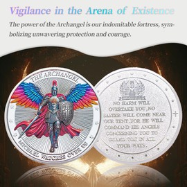 16Pcs Silver Archangel Michael Guardian Challenge Coin — Inspirational Religious Collectible Coin — Religious Prayer Coin — Perfect for Christian Church School, Friends and Family