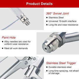 Airless Paint Spray Gun Sprayer High Pressure 3600 PSI 517 TIP (Silver)