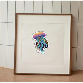 Set of 2 - Colorful Jellyfish Art Vinyl Decal Sticker, Ocean Theme, Waterproof,SUV, Van, Window, Bumper, Wall, Laptop, Tablet, Cup,Tumbler Or Any Smooth Surface