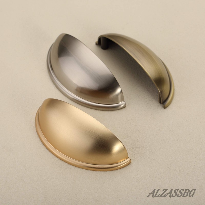Alzassbg 5 Pack Brushed Antique Brass Cabinet Cup Pulls, 3