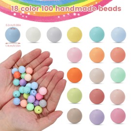 ASTIMESA 100 Pcs 14 mm Matte Acrylic Beads with Holes, Mixed Candy Color Round Craft Beads, Frosted Circle for Bracelets Making Keychain Necklace Lanyard Jewelry DIY Supplies
