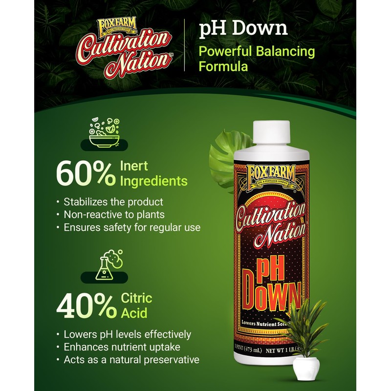 FoxFarm Cultivation Nation pH Down - Liquid Nutrient Solution Adjuster
