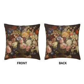 NBFKDO Elegant Vintage Floral Rose Victorian Decorative Throw Pillow Covers Soft Square Pillowcases Cushion for Living Room Sofa Bedroom Farmhouse Home Decor 18"X 18"