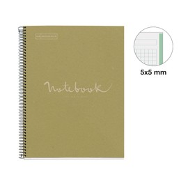 Miquelrius - Notebook Emotions Notebook 100% Recycled 1 Strip A4 80 Squares 5 mm Paper 80 g 4 Holes Cardboard Cover Green