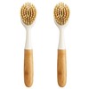 HIC Kitchen Dish Scrubbing Brush, Bamboo with Non-Scratch Bristles, Set