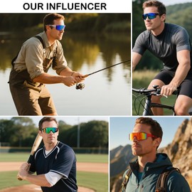 GLARDEFE Sports Baseball Sunglasses - Running Sunglasses for Men Women - Driving Fishing Cycling Bike Glasses UV400 Protection(Red/Red Mirror)