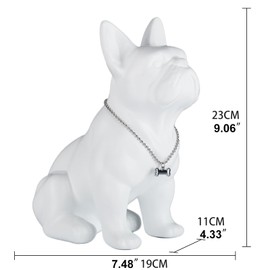 XYQXYQ French Bulldog Statue, White Pug Resin Sitting Dog Statue, English Bulldog Home Decoration Sculpture, Living Room Desktop Decoration, Modern Collection Art Dog