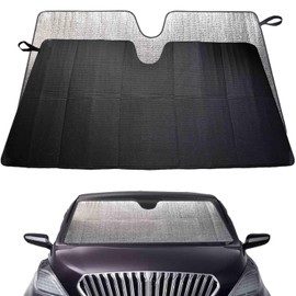 Car Sun Shade Windscreen 130 x 65 cm, Sun Protection Car Windshield, Foldable, Reflective, UV Protection, Black