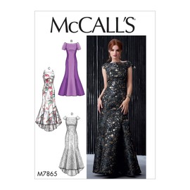 McCall's M7865A5 Women's Floor-Length Evening Dress Sewing Patterns, Sizes 6-14 Sewing Pattern, Plain, 6-8-10-12-14