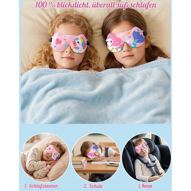 Children's Sleeping Mask, Pack of 2, 3D Sleeping Mask with