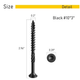 Anyinn 100pcs Deck Screws #10 x 3 Inch Wood Screw Star/Trox Drive Structural Screw for Timber, Log, Landscaping Wood Etc.