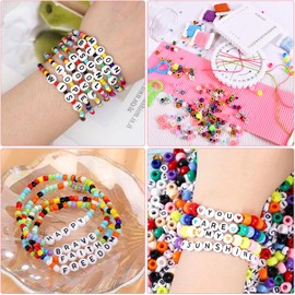 Cuentas para Pulseras, Sebami Kit para Hacer Pulseras con 4655 Piezas Accesorios, Kit Portátil de Manualidades,Cuentas para DIY con 3 Niveles de Cajas de Amacenamiento para Niños y Adultos