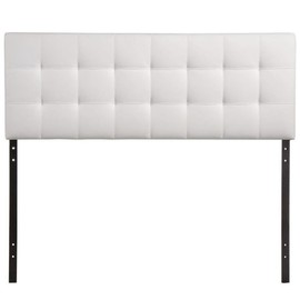 Hawthorne Collections Queen Vinyl Tufted Panel Headboard in White