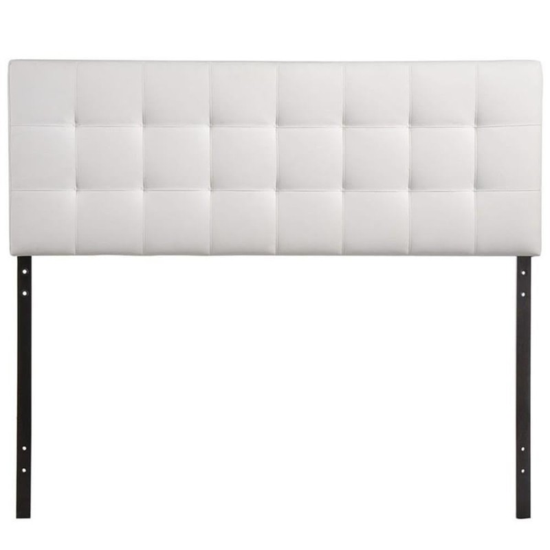 Hawthorne Collections Queen Vinyl Tufted Panel Headboard in White