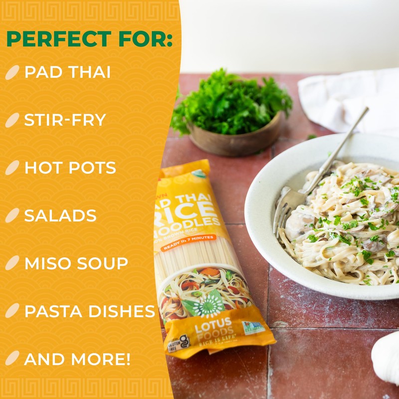 Lotus Foods Organic Brown Rice Pad Thai Noodles, Vegan -