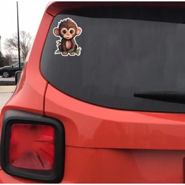 Cute Little Monkey Wildlife Vinyl Decal Waterproof Sticker For Car bike, SUV, Truck Helmet, Laptop, Water Bottle,Notebook,Window, Bumper Sticker 5-inch (Design 7)