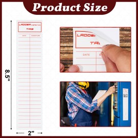 50 Sheets Ladder Inspection Labels Safety Stickers for Ladders, 8.5 x 2 Inch Safety Inspection Tags Red on White High Visibility Labels Vinyl Maintenance Stickers for Industrial