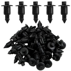 COYUN Pack of 50 car mounting clips, diameter 6 mm pin, diameter 15 mm head, in black, plastic, door trim clip, interior clips, bumper clamps, decorative trim holder, expansion rivets