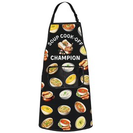 WZMPA Soup Chef Apron Cooking Dishes Lover Gift Soup Cook-Off Champion Adjustable Apron With Pockets Soups & Stews Merch, Soup Cook Ap, Medium