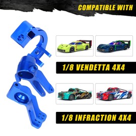 RCAWD Steering Block& C-hubs& Rear Hub Set for 1/8 ARRMA 3S Vendetta & Infraction 570 Mega Upgrades Parts,Hopups for #ARA330686#ARA330685#ARA330687 Caster Knuckle Arm Spindle Carrier Stub Axle Blue