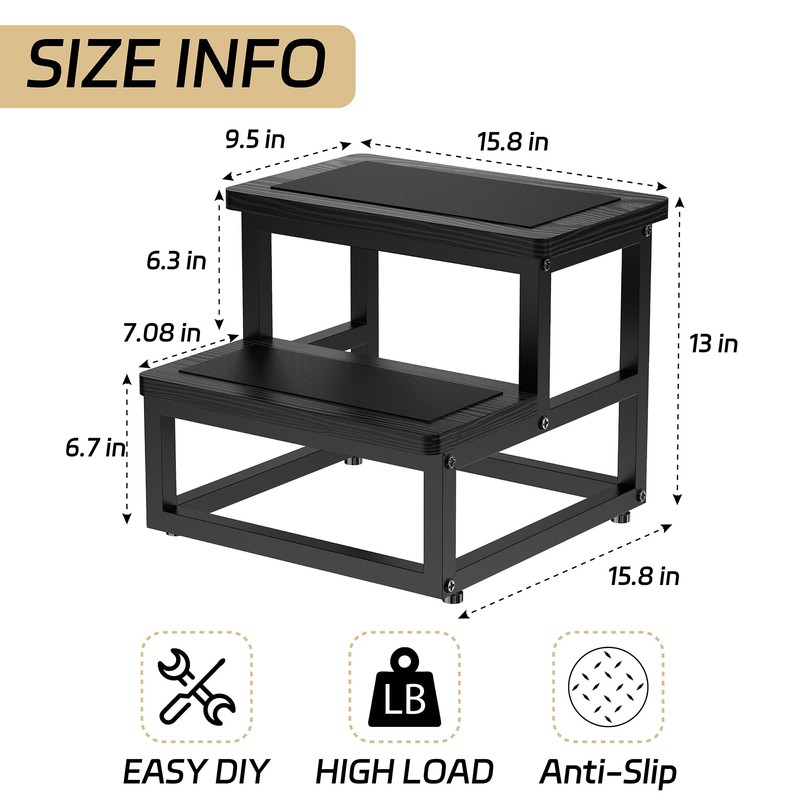 SZLHANJZ Step Stool, Bedside Steps for High Beds with Round