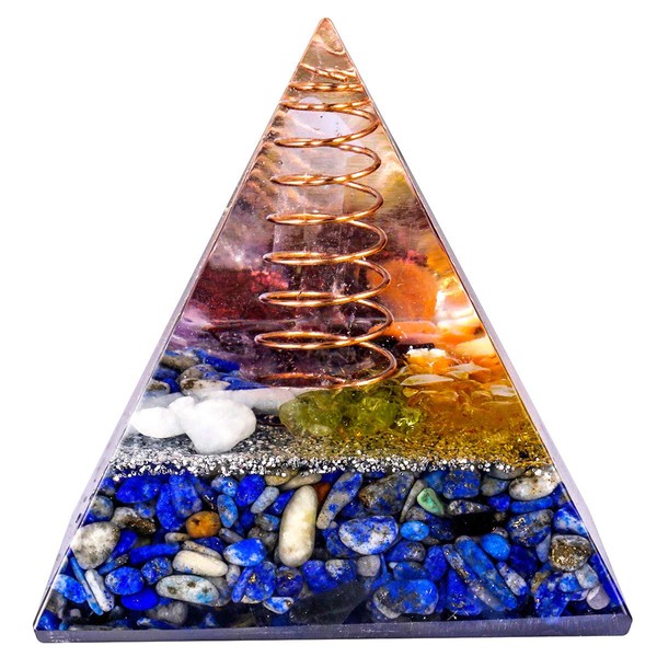 mookaitedecor Healing Stone Crystal Pyramid with Lapis Lazuli, Positive Energy Pyramid for EMF Protection Meditation / Yoga / Healing Chakra / Home Decor 50 mm