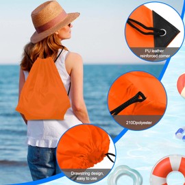 PLULON 2Pcs Drawstring Bags Bulk Drawstring Backpack Orange Black String Backpack Cinch Sack Sport Gym Backpack Bags for Yoga Traveling Outdoor Sports
