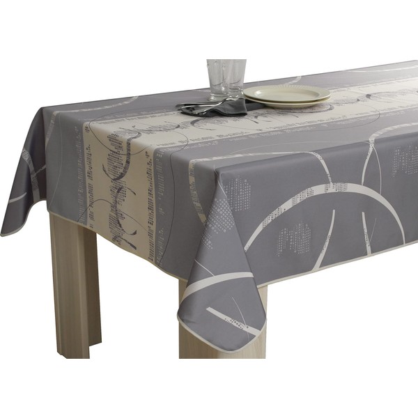Le linge de Jules Polyester Tablecloth Grey Rectangle 150cm x