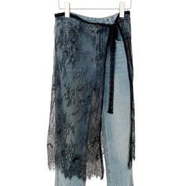 ZHOUSUFEN Women Korean Eyelash Lace Layering Long Skirt Hip Scarf with Tie Up Vintage Flower Lace Hip Covering Apron Skirts