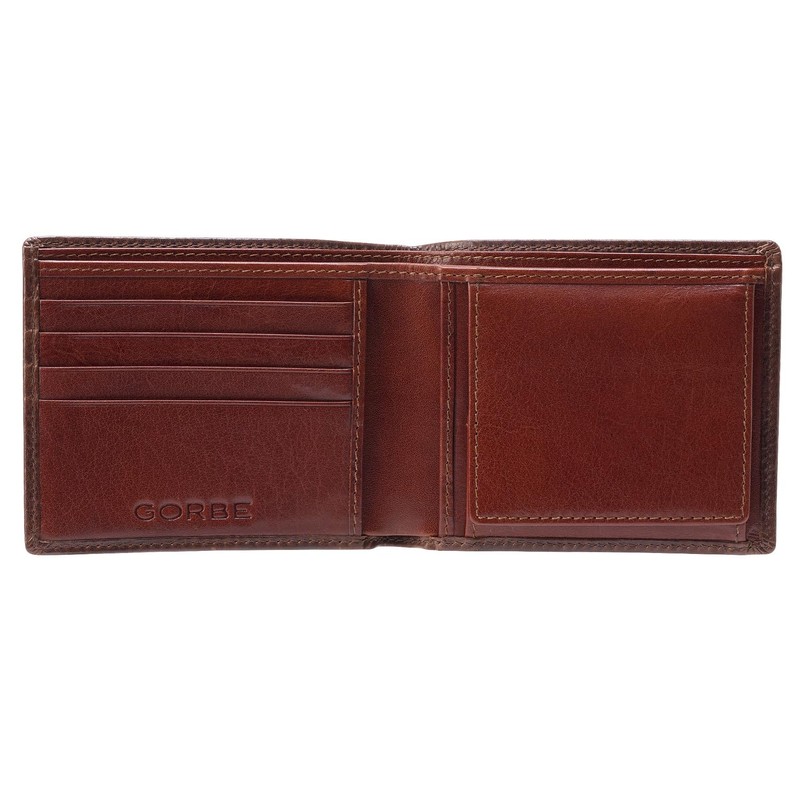 Golbe Men's Bi-fold Wallet, Cowhide, Vegetable Tanned Leather, Smart Model,