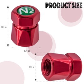 MEAJOO 4PCS N2 Car Tire Valve Caps, Dustproof Leak-Proof Tire Valve Stem Cap, Universal Aluminum Alloy Stem Covers for Cars, Trucks, Bikes, Motorcycles, Bicycles Tire Caps(Red)