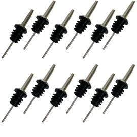 Spill-Stop 285-50 Chrome Tapered Pourer Dispenser Spouts with Poly-Kork, Metal, Black/Silver
