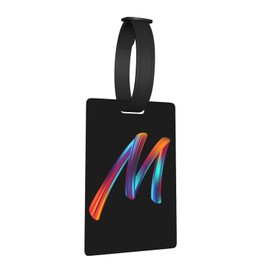 Cute Initial Luggage Tags for Suitcase, Colorful Letter Design Cruise Name Bag Tags, Small Novelty Baggage Identifiers ID Label for Women Men Kids Travel, Rainbow Letter M