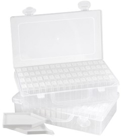 CHUIFAI Pack of 2 Diamond Painting Storage Boxes with 64 Compartments, Diamond Embroidery Box, Bead Storage Container with Plastic Tins Small, Sorting Boxes for Small Parts