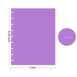 9 Discbound Lined Colorful Refills Paper, 100 Sheets (200 Pages), 9 Disc Pre-Punched Happy Planner Inserts, Loose Leaf, 5-Color Refills Paper, Classic Size, 7 x 9.25 Inch