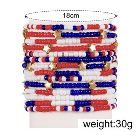 Zhang shine American Flag Bracelet for Women Men Stackable USA Red Blue White Beads Stretch Bracelet Set Patriotic 4th of July Independence Day Memorial Day Gifts