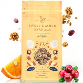 Sweet Diane’s Granola – Standard Size (12 oz): Organic, Low-Sugar, High-Fiber, Gluten-Free, Vegan, Delicious Breakfast and Snack Topper (Classic Size, Orange Cranberry)
