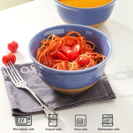 Hasense Large Soup Bowls, 7 Inch Ceramic Salad Serving Bowls, 40 oz Pasta Bowls Set of 4, Cereal Pho Ramen Noodle Popcorn Bowls for Kitchen, Dishwasher Microwave Safe, Purple