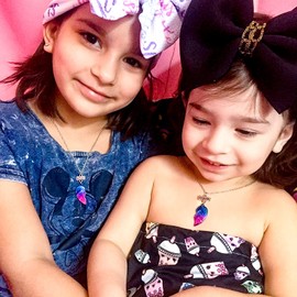 MJARTORIA Necklace for Women, Girls and Boys, Silver-Coloured, Food, Rainbow, Butterfly, Owl, Jewellery Pendants with Engraving, Friendship Necklaces, 2 pieces, Base Metal, darkblue