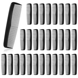 Xinjoduz 30Pack Pocket Combs for Men Women, 5 Inch Black Combs Bulk with Wide and Fine Teeth, Plastic Small Hair Cutting Comb for Travel, Hotel, Homeless, Nursing Home and Charity Barber Comb (Black)