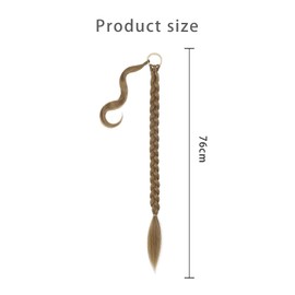 Braid Extensions Ponytail Extension with Scrunchie, 66 cm, Natural Synthetic Hair Braids Hair Extensions for Braiding, Ash Blonde Braid Hairpiece for (Dark Ash Blonde, 76 cm)