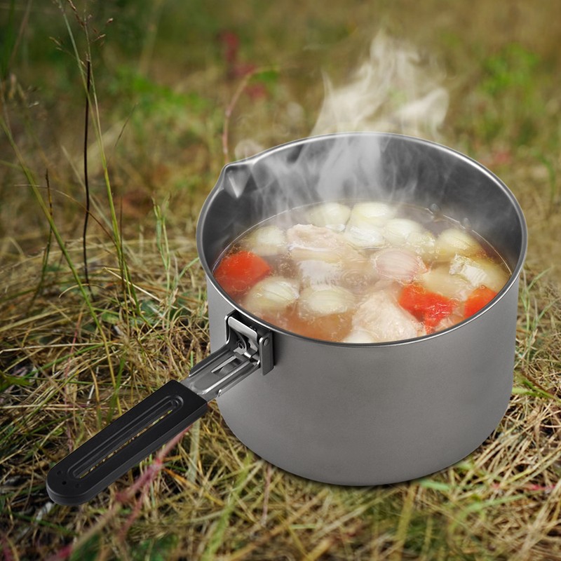 [通拓商品]2000ml / 2800ml Camping Titanium Pot with Foldable Handle Outdoor