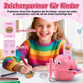 Jadyon Robot Drawing for Children, Interactive Educational Robot with Cards (White)