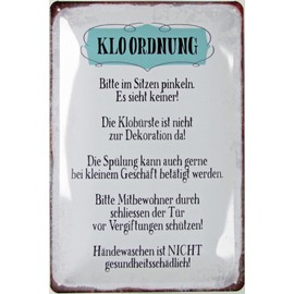 Tin Sign 20 x 30 cm Curved Toilet Order Toilet Saying Sayings Decorative Gift Sign